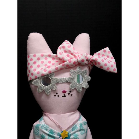 Pottery Barn Kids Swim Cat 28" Designer Doll 2015 Plush Sunglasses Pineapple - Picture 2 of 12